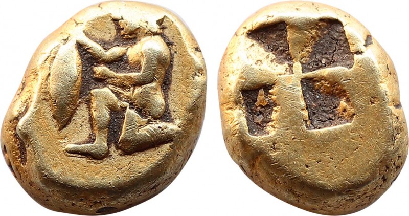 MYSIA. Kyzikos EL Hemihekte - 1/12 Stater. (Circa 500-450 BC).Obv: Satyr in knee...