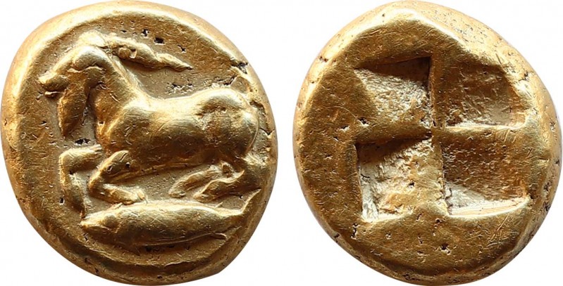 MYSIA. Kyzikos. EL 1/12 Stater (Circa 500-450 BC).
Obv: Goat standing left on t...
