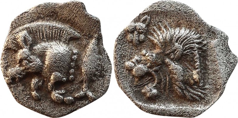 MYSIA. Kyzikos. Obol (Circa 525-475 BC). Obv: Forepart of boar left; K on should...