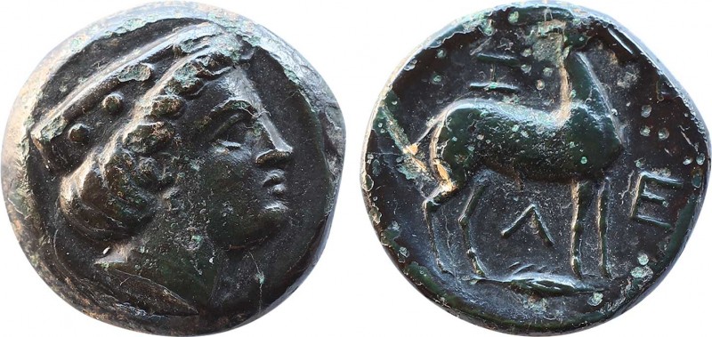 TROAS. Zeleia. Ae (4th century BC).
Obv: Head of Artemis right, wearing stephane...