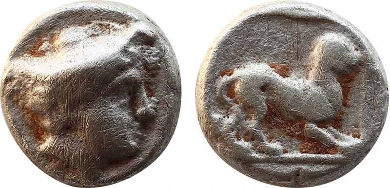 LESBOS. Mytilene. 1/12 stater (Circa 377-326 BC).
Obv: Head of Hermes right, we...