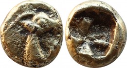 IONIA. Uncertain. 1/24 Stater (Circa 650-600 BC).
Obv: Forepart of goat left.
Rev: Quadripartite incuse square punch.
SNG Von Aulock ;- Rosen ; - ;. A...