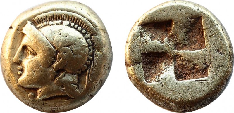 IONIA. Phokaia. EL Hekte (Circa 478-387 BC).
Obv: Helmeted head of Athena left; ...