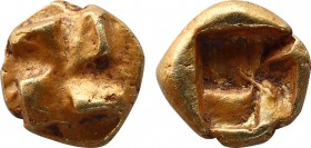 IONIA. Uncertain. EL 1/24 Stater (Circa 625-600 BC).
Obv: Raised counterclockwise swastika pattern.
Rev: Quadripartite incuse square.
Weidauer -; Trai...
