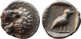 CARIA. Mylasa. Tetartemorion (Circa 420-390 BC).
Obv: Forepart of lion right, head reverted.
Rev: Bird standing.
SNG Kayhan 944ff.
Condition: Very fin...
