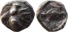 IONIA. Ephesos. Obol (Circa 550-500 BC).
Obv: Bee.
Rev: Quadripartite incuse square.
SNG Kayhan I -; Karwiese series III; cf. Rosen 384 (tetartemorion...