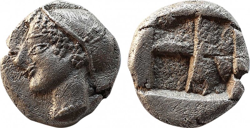 IONIA. Phokaia. Obol (Circa 625/0-522 BC).
Obv: Female head left, wearing helmet...