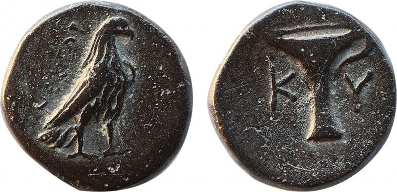 AEOLIS. Kyme. Ae (Circa 350-250 BC). Diogenes, magistrate.
Obv: DIOΓΕΝΗΣ.
Eagle ...