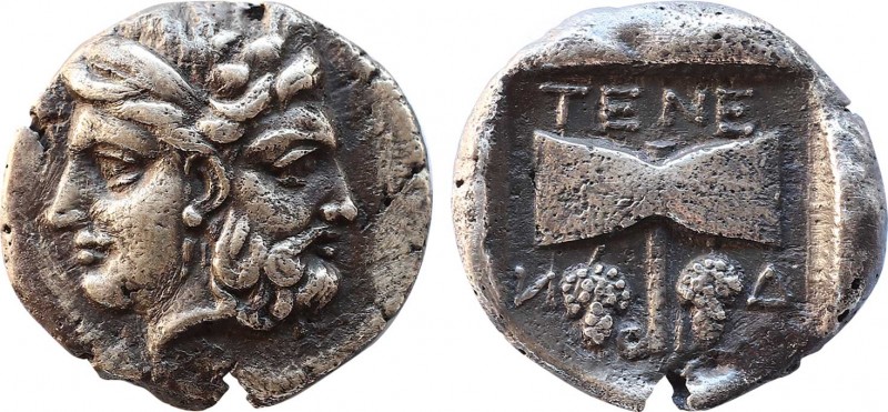 TROAS. Tenedos. Late 5th-early 4th century BC. AR Drachm.Obv: Janiform head of a...