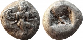 CARIA. Kaunos. Stater (Circa 490-470 BC).
Obv: Winged female figure in kneeling-running stance right, head left.
Rev: Crude rectangular object (baetyl...