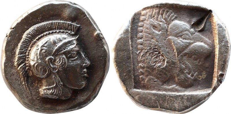 LYCIA. uncertain Dynasts, c. 500-440 BC. Stater. 480 BC.
Obv: Helmeted head of ...