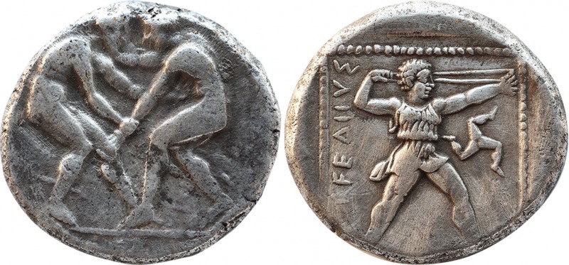 PAMPHYLIA. Aspendos. Stater (Circa 420-360 BC).
Obv: Two wrestlers grappling.
...