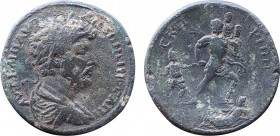 TROAS. Skepsis.Caracalla (198-217). Ae.
Obv: AYT KAI M AYP ANTΩNЄINOC
Laureate and cuirassed bust right.
Rev: CKHΨIΩN ΔAP.
Aeneas advancing right,...