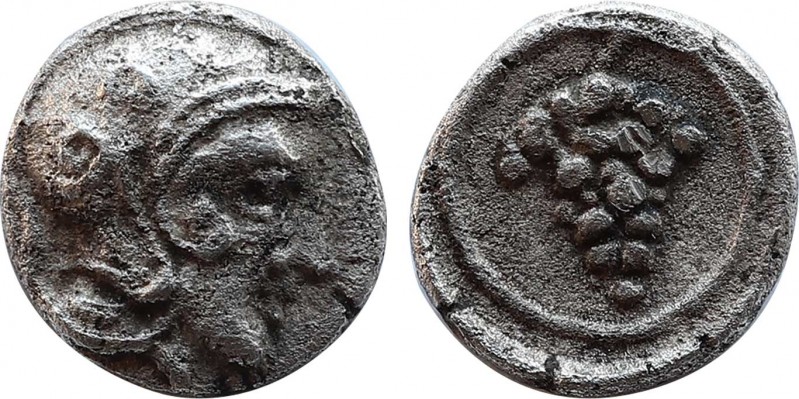 CILICIA. Soloi. (Circa 410-375 BC). AR Hemiobol or Tetartemorion. Obv: Helmeted ...