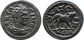 LYDIA. Thyatira. Caracalla ( 198-217 AD). Ae.
Obv: ANTΩNЄINOC.
Laureate head right.
Rev: ΘVΑTЄIPH / NΩN.
Bull advancing right, head facing.
SNG Copenh...