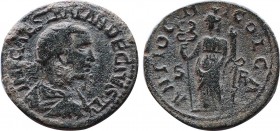 PISIDIA. Antioch. Trajanus Decius (249-251). Ae.
Obv: IMP CAES TRAIAN DECIVS AV.
Radiate, draped and cuirassed bust right.
Rev: ANTIOCHI COL CA / S - ...