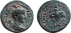 PHRYGIA. Cotiaeum. Gallienus (253-268). Ae. Diogenes, son of Dionysus, archon.
Obv: AYT K Π ΓAΛΛIHNON.
Radiate, draped and cuirassed bust right.
Rev: ...