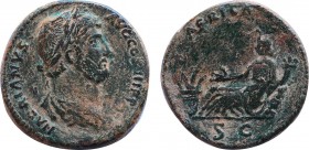 Hadrian. (117-138 AD).Sestertius. Travel series. Rome mint. Struck circa AD 134-138.
Obv: HADRIANVS - AVG COS III P P.
Laureate and draped bust right....