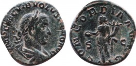 VOLUSIAN (251-253). Sestertius. Rome.
Obv: IMP CAE C VIB VOLVSIANO AVG.
Laureate, draped and cuirassed bust right.
Rev: CONCORDIA AVGG / S - C.
Concor...