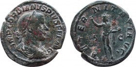 GORDIAN III (238-244). Sestertius. Rome.
Obv: IMP GORDIANVS PIVS FEL AVG.
Laureate, draped and cuirassed bust right.
Rev: AETERNITATI AVG / S - C.
Sol...