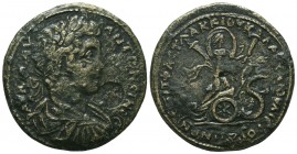 PHRYGIA. Hierapolis . Elagabalus ( 218-222 AD). Ae. 
Obv: laureate bust of Elagabalus. 
Rev: Demeter riding a biga of winged serpents, r., holding tor...