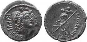 MN. CORDIUS RUFUS. Denarius (46 BC). Rome.
Obv: RVFVS S C.
Diademed head of Venus right.
Rev: MN CORDIVS.
Cupid riding dolphin right.
Crawford 463/1.
...