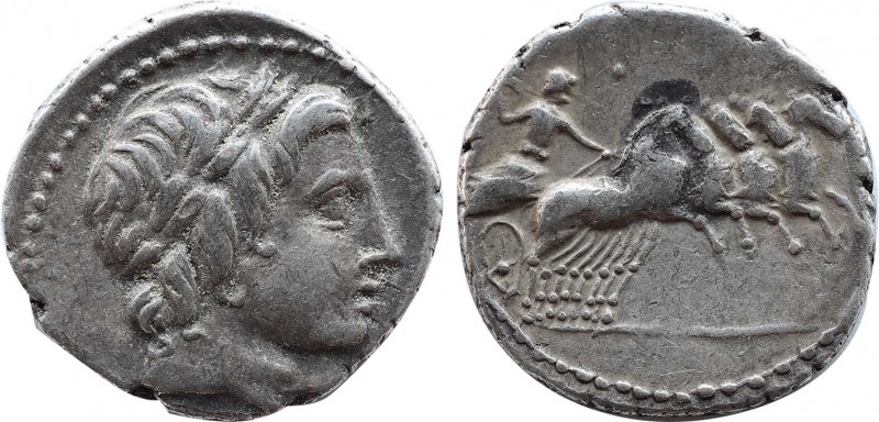 ANONYMOUS. Denarius (Circa 86 BC). Rome. Obv: Laureate head of Apollo right; thu...