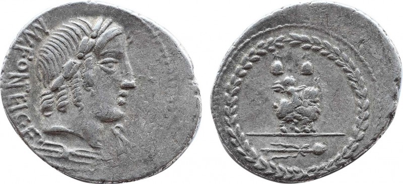 MN. FONTEIUS C.F. Denarius (85 BC). Rome.
Obv: MN FONTEI C F.
Laureate head of A...