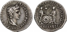 AUGUSTUS (27 BC-14 AD). Denarius. Lugdunum.
Obv: CAESAR AVGVSTVS DIVI F PATER P...