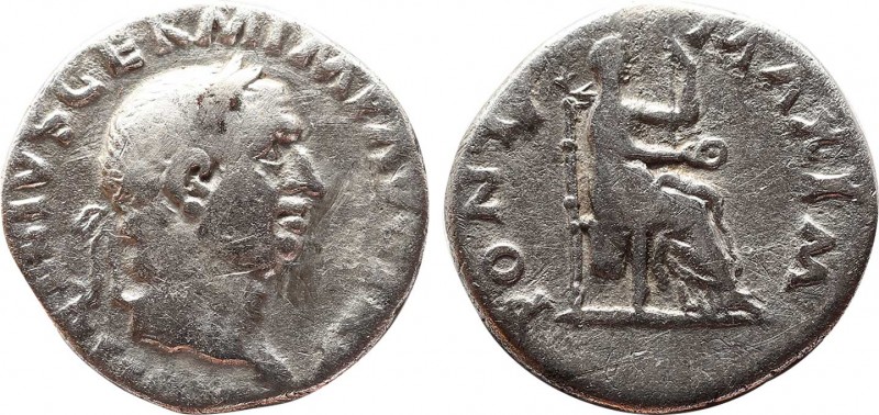 VITELLIUS (69). Denarius. Rome.
Obv: A VITELLIVS GERM IMP AVG TR P.
Laureate hea...