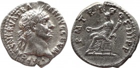 TRAJAN (98-117). Denarius. Rome.
Obv: IMP CAES NERVA TRAIAN AVG GERM.
Laureate bust right.
Rev: P M TR P COS III P P.
Concordia seated left on throne,...