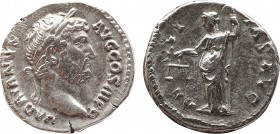 HADRIAN (117-138). Denarius. Rome.
Obv: HADRIANVS AVG COS III P P.
Bare-headed and draped bust right.
Rev: AEQVITAS AVG.
Aequitas standing left, holdi...