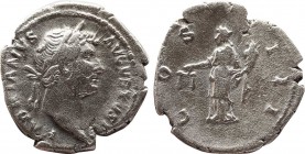 HADRIAN (117-138). Denarius. Uncertain eastern mint. Obv: HADRIANVS AVGVSTVS P P. Laureate head right. Rev: COS III. Aequitas standing left, holding s...