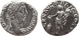 COMMODUS (177-192). Denarius. Rome.
Obv: M COMM ANT P FEL AVG BRIT P P.
Laureate head right.
Rev: GEN AVG FELIC COS VI.
Genius standing facing, head l...