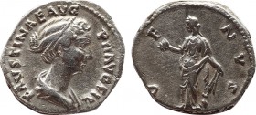 FAUSTINA II (Augusta, 147-175). Denarius. Rome.
Obv: FAVSTINAE AVG PII AVG FIL.
Draped bust right.
Rev: VENVS.
Venus standing left, holding apple and ...