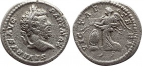SEPTIMIUS SEVERUS (193-211). Denarius. Rome.
Obv: SEVERVS AVG PART MAX.
Laureate head right.
Rev: VICT AETERN.
Victory advancing left, holding open wr...