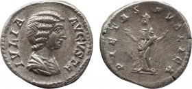 JULIA DOMNA (Augusta, 193-217). Denarius. Laodicea.
Obv: IVLIA AVGVSTA.
Draped bust right.
Rev: PIETAS PVBLICA.
Pietas standing facing, head left. Bot...