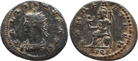 GALLIENUS (253-268). Antoninianus. Rome. Obv: GALLIENVS AVG. Radiate, draped and cuirassed bust left. Rev: ROMAE AETERNAE SPQR . Roma seated left on s...