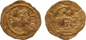 JUSTIN II (565-578). GOLD Tremissis. Constantinople.
Obv: D N IVSTINVS P P AVG.
Diademed, draped and cuirassed bust right.
Rev: VICTORIA AVGVSTORVM / ...