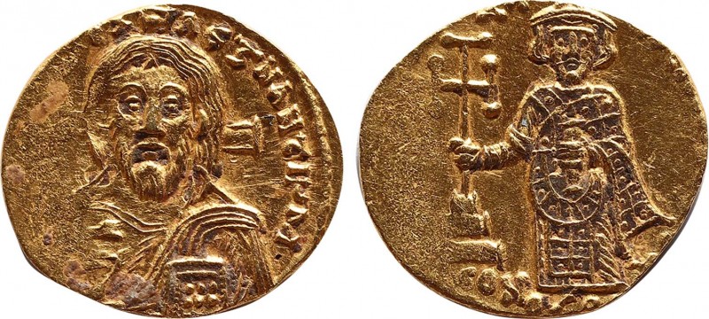 JUSTINIAN II (First reign, 685-695). GOLD Solidus. Constantinoples.
Obv: IҺS CR...