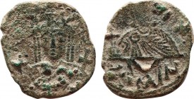 CONSTANTINE VI and IRENE (780-797). Follis. Constantinople.
Obv: Crowned facing bust of Irene, holding cruciform sceptre and globus cruciger.
Rev: Cro...