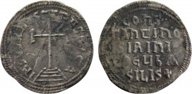 CONSTANTINE VI & IRENE (780-797). Miliaresion. Constantinople.
Obv: IҺSЧS XRISTЧS ҺICA.
Cross potent set upon three steps.
Rev: COҺS / TAҺTIҺO / S ...