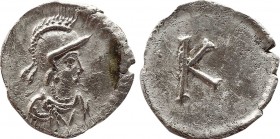 ANONYMOUS. Time of Justinian I (527-565). Half Siliqua. Constantinople.
Obv: Helmeted, draped and cuirassed bust of Constantinopolis right.
Rev: Large...