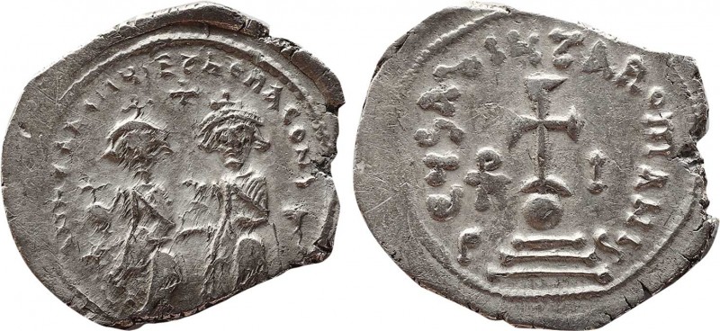 Heraclius, with Heraclius Constantine. 610-641. AR Hexagram.Constantinople mint....