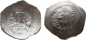 ALEXIUS I COMNENUS (1081-1118). BI Aspron Trachy. Constantinople.
Obv: IC - XC.
Christ Pantokrator seated facing on throne.
Rev: AΛEZIW ΔECΠ.
Facing b...