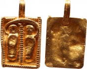 Byzantine gold pendant.
8th - 9th century AD Gold earring reused as pendant.
Weight: 2.82 g.