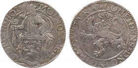 NETHERLANDS. Holland. Lion Dollar or Leeuwendaalder (1589).
Obv: MO NO ARG ORDIN HOL.
Knight standing left, head right, holding up garnished coat-of-a...