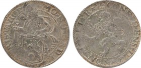 NETHERLANDS. Holland. Lion Dollar or Leeuwendaalder (1591).
Obv: MO NO ARG ORDIN HOL.
Knight standing left, head right, holding up garnished coat-of-a...