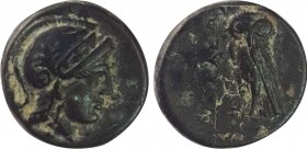 MYSIA. Iolla. Ae (Circa 350-300 BC).
Obv: Helmeted head of Athena right.
Rev: IOΛΛEΩN.
Owl standing left, head facing.
Stauber, Adramytteion p. 251, 2...