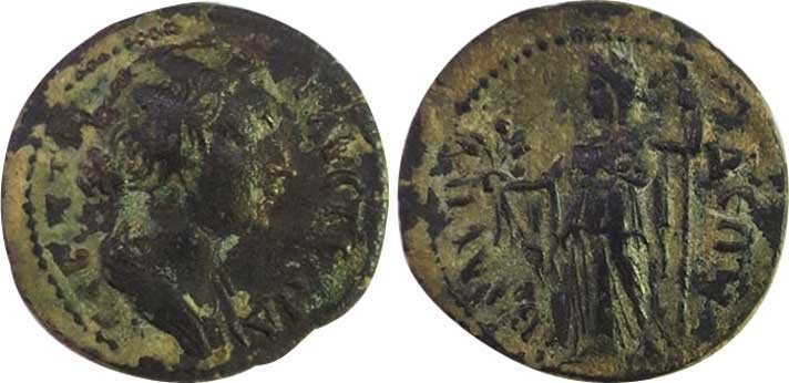LYDIA. Blaundus. Faustina Junior, Augusta, 147-175. AE
ΦΑYϹΤЄΙΝΑ ϹЄΒΑϹΤΗ Draped ...